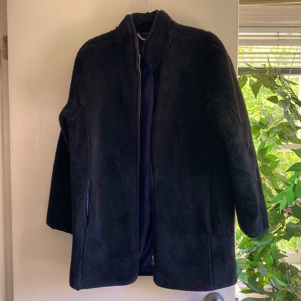 JCrew Faux Fur Black Jacket